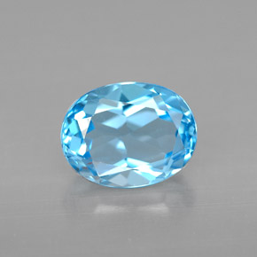 2.46캐럿 천연 스위스 블루 토파즈, 타원형 컷, 9.1×7 mm, VVS