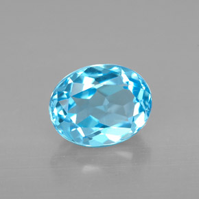 2.51캐럿 천연 스위스 블루 토파즈, 타원형 컷, 8.9×7 mm, VVS