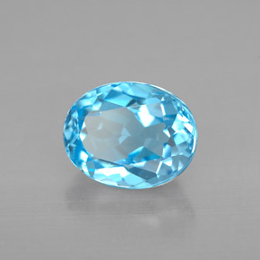 2.51캐럿 천연 스위스 블루 토파즈, 타원형 컷, 8.9×7 mm, VVS
