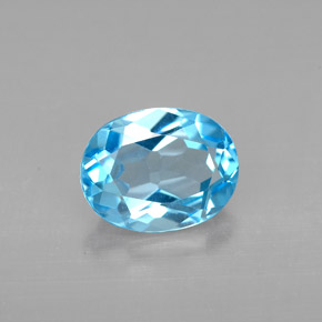 2.22캐럿 천연 스위스 블루 토파즈, 타원형 컷, 9×7 mm, VVS