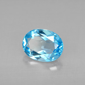 2.22캐럿 천연 스위스 블루 토파즈, 타원형 컷, 9×7 mm, VVS