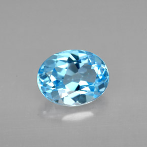 2.17캐럿 천연 스위스 블루 토파즈, 타원형 컷, 9×7 mm, VVS