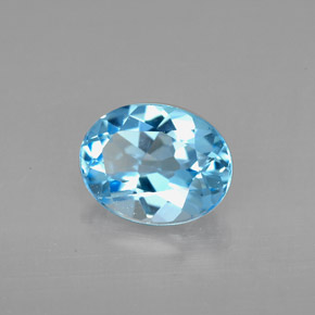 2.17캐럿 천연 스위스 블루 토파즈, 타원형 컷, 9×7 mm, VVS