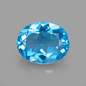 3.14캐럿 천연 스위스 블루 토파즈, 타원형 컷, 10.1×8.2 mm, VS