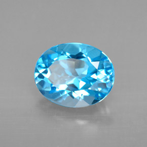 3.27캐럿 천연 스위스 블루 토파즈, 타원형 컷, 10.1×8 mm, VVS-VS