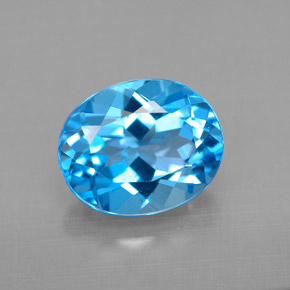 3.51캐럿 천연 스위스 블루 토파즈, 타원형 컷, 10.1×8.2 mm, VVS-VS