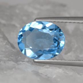 2.89캐럿 천연 스위스 블루 토파즈, 타원형 컷, 10.1×8.2 mm, VVS