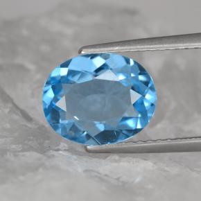 2.89캐럿 천연 스위스 블루 토파즈, 타원형 컷, 10.1×8.2 mm, VVS
