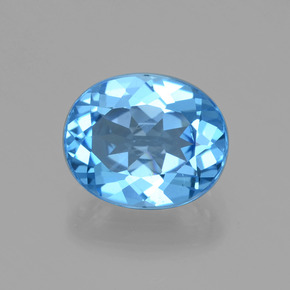 2.98캐럿 천연 스위스 블루 토파즈, 타원형 컷, 9.8×8.1 mm, VVS
