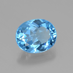 2.98캐럿 천연 스위스 블루 토파즈, 타원형 컷, 9.8×8.1 mm, VVS