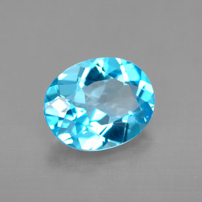 3.08캐럿 천연 스위스 블루 토파즈, 타원형 컷, 10.1×8.2 mm, VVS