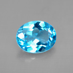 3.18캐럿 천연 스위스 블루 토파즈, 타원형 컷, 10.3×8.3 mm, VVS