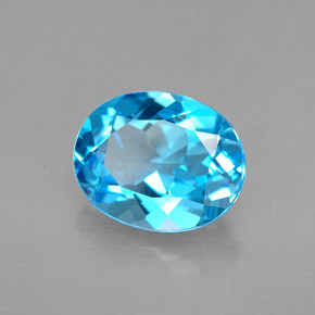 3.18캐럿 천연 스위스 블루 토파즈, 타원형 컷, 10.3×8.3 mm, VVS