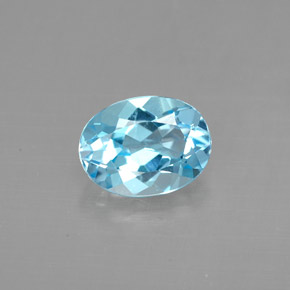 1.43캐럿 천연 스위스 블루 토파즈, 타원형 컷, 7.9×5.9 mm, VVS