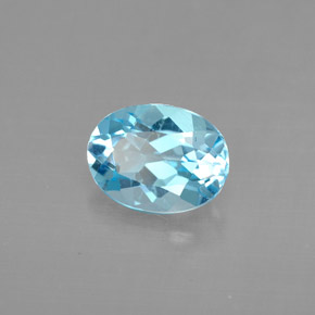 1.43캐럿 천연 스위스 블루 토파즈, 타원형 컷, 7.9×5.9 mm, VVS
