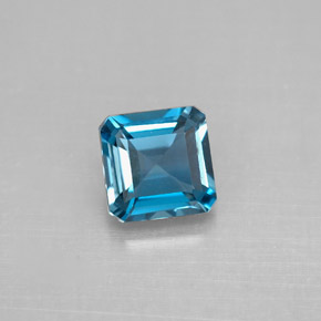 1.33캐럿 천연 런던 블루 토파즈, 에메랄드 컷, 6.1×6.1 mm, VVS-VS