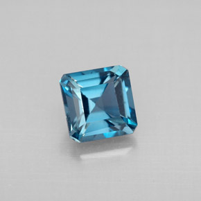 1.48캐럿 천연 런던 블루 토파즈, 에메랄드 컷, 6×6 mm, VVS-VS