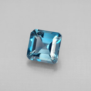 1.48캐럿 천연 런던 블루 토파즈, 에메랄드 컷, 6×6 mm, VVS-VS