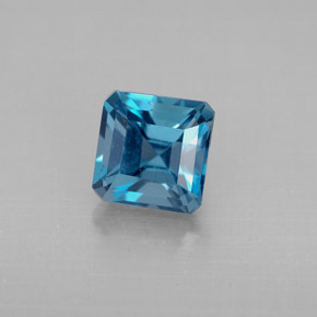 1.64캐럿 천연 런던 블루 토파즈, 에메랄드 컷, 6.1×6 mm, VVS-VS