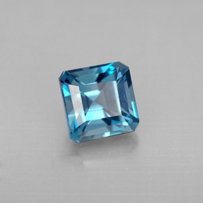 1.64캐럿 천연 런던 블루 토파즈, 에메랄드 컷, 6.1×6 mm, VVS-VS