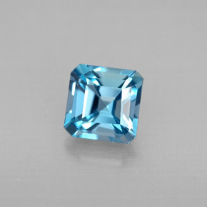 1.46캐럿 천연 런던 블루 토파즈, 에메랄드 컷, 6×6 mm, VVS-VS