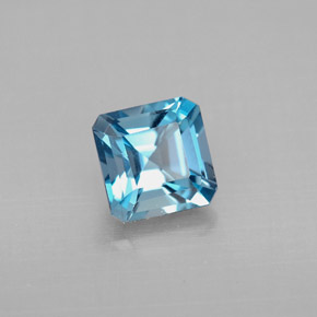 1.46캐럿 천연 런던 블루 토파즈, 에메랄드 컷, 6×6 mm, VVS-VS