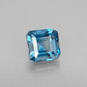 1.62캐럿 천연 런던 블루 토파즈, 에메랄드 컷, 6.1×6.1 mm, VVS-VS
