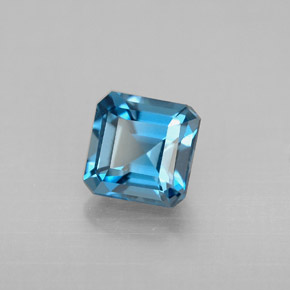 1.62캐럿 천연 런던 블루 토파즈, 에메랄드 컷, 6.1×6.1 mm, VVS-VS