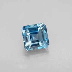 1.52캐럿 천연 런던 블루 토파즈, 에메랄드 컷, 6×6 mm, VVS-VS