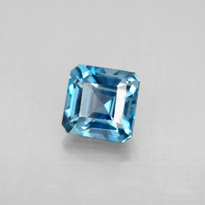 1.52캐럿 천연 런던 블루 토파즈, 에메랄드 컷, 6×6 mm, VVS-VS