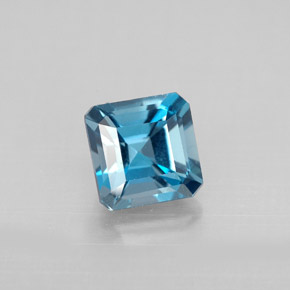 1.52캐럿 천연 스위스 블루 토파즈, 에메랄드 컷, 6.1×6 mm, VVS-VS