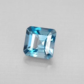 1.52캐럿 천연 스위스 블루 토파즈, 에메랄드 컷, 6.1×6 mm, VVS-VS