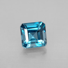 1.52캐럿 천연 런던 블루 토파즈, 에메랄드 컷, 6×6 mm, VVS-VS