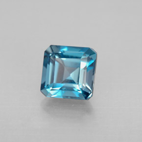 1.52캐럿 천연 런던 블루 토파즈, 에메랄드 컷, 6×6 mm, VVS-VS