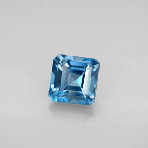 1.49캐럿 천연 런던 블루 토파즈, 에메랄드 컷, 6×5.9 mm, VVS-VS