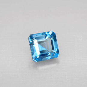 1.49캐럿 천연 런던 블루 토파즈, 에메랄드 컷, 6×5.9 mm, VVS-VS