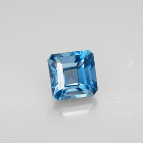 1.52캐럿 천연 런던 블루 토파즈, 에메랄드 컷, 6×6 mm, VVS-VS