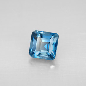 1.52캐럿 천연 런던 블루 토파즈, 에메랄드 컷, 6×6 mm, VVS-VS