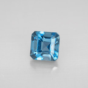 1.67캐럿 천연 런던 블루 토파즈, 에메랄드 컷, 6.1×6.1 mm, VVS-VS