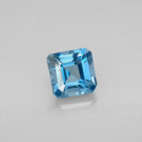 1.45캐럿 천연 런던 블루 토파즈, 에메랄드 컷, 6×6 mm, VVS-VS