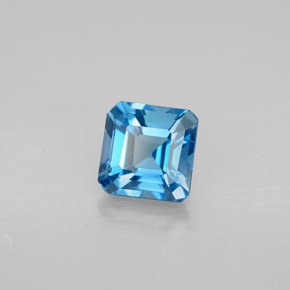 1.45캐럿 천연 런던 블루 토파즈, 에메랄드 컷, 6×6 mm, VVS-VS