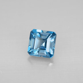 1.52캐럿 천연 런던 블루 토파즈, 에메랄드 컷, 5.9×5.9 mm, VVS-VS