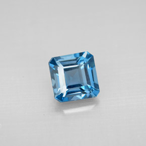 1.41캐럿 천연 런던 블루 토파즈, 에메랄드 컷, 6×6 mm, VVS-VS