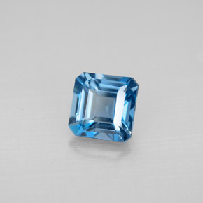 1.41캐럿 천연 런던 블루 토파즈, 에메랄드 컷, 6×6 mm, VVS-VS