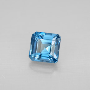 1.56캐럿 천연 런던 블루 토파즈, 에메랄드 컷, 6×5.9 mm, VVS-VS