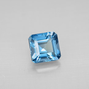 1.56캐럿 천연 런던 블루 토파즈, 에메랄드 컷, 6×5.9 mm, VVS-VS