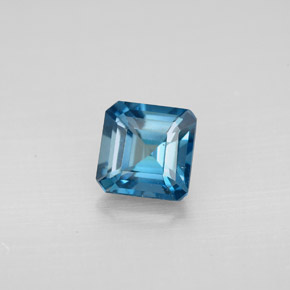 1.43캐럿 천연 런던 블루 토파즈, 에메랄드 컷, 6.1×5.9 mm, VVS-VS