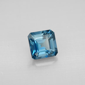 1.43캐럿 천연 런던 블루 토파즈, 에메랄드 컷, 6.1×5.9 mm, VVS-VS