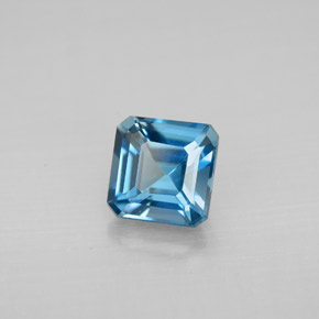 1.47캐럿 천연 런던 블루 토파즈, 에메랄드 컷, 6.1×6 mm, VVS-VS