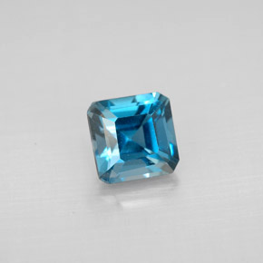 1.48캐럿 천연 런던 블루 토파즈, 에메랄드 컷, 6.1×6 mm, VVS-VS
